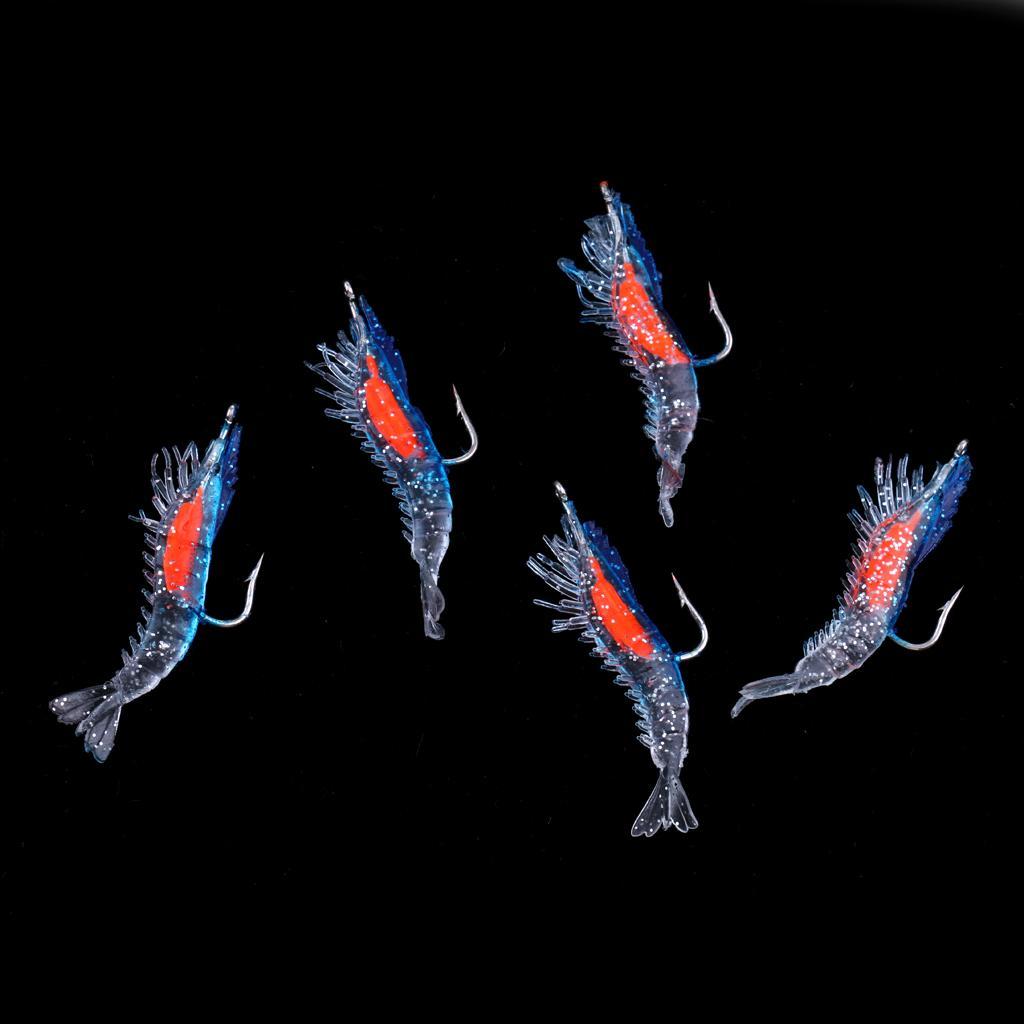 5Pcs Creative Shrimp Style Soft Prawn Sea Fishing Lure Simulation Hook Baits