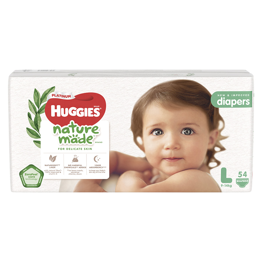 Tã Dán Siêu Cao Cấp Huggies Platinum Naturemade L54 (54 Miếng)