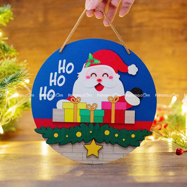 Bảng Gỗ Tròn Treo Tường Trang Trí Giáng Sinh - Bách Mộc - Ho Ho Ho