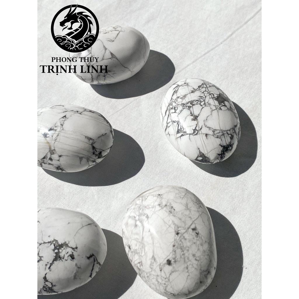 VIÊN ĐÁ BÌNH AN TÙNG BÁCH HOWLITE LỚN DÙNG TRONG THANH TẨY, THIỀN, YOGA, PHONG THỦY