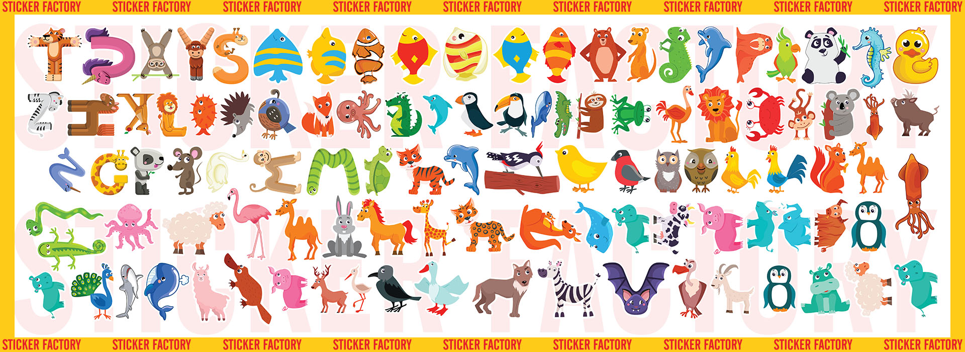 Animals muôn thú - Set 100 sticker decal hình dán dễ thương - STICKER FACTORY
