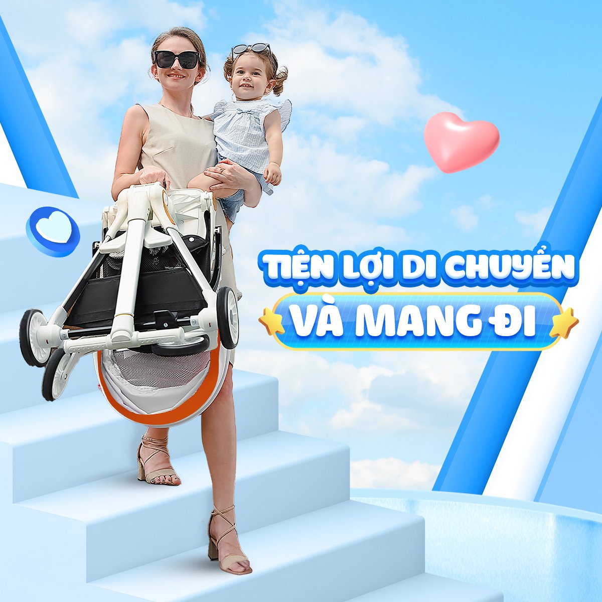 Xe đẩy Chilux M06 - Xe đẩy gấp gọn cho bé cao cấp, 2 chiều 3 tư thế, hệ thống giảm sốc giúp di chuyển êm ái