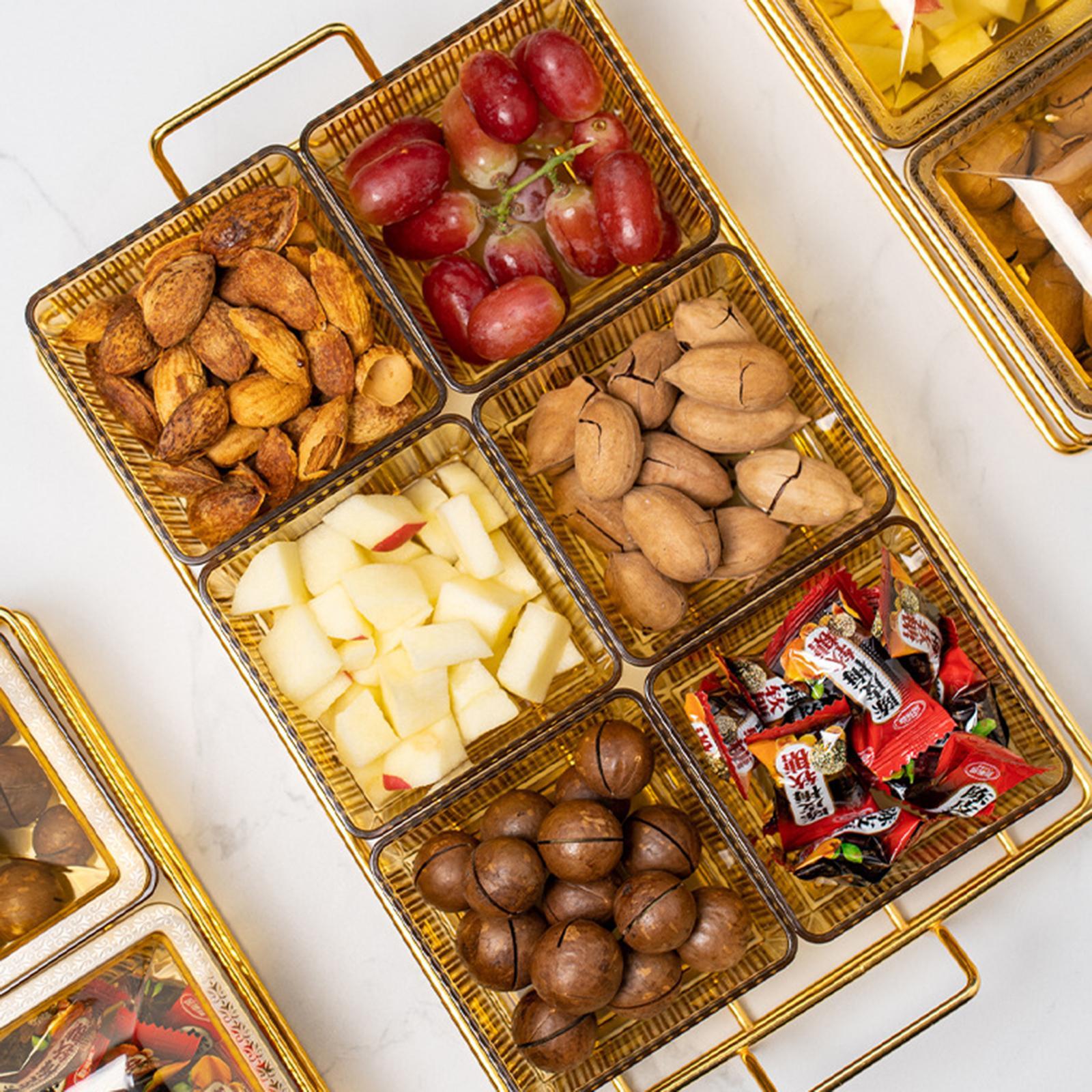 Fruit Dessert Snacks Serving Platter 6 Bowls with Lid Caddy Serving Platter for Fruits