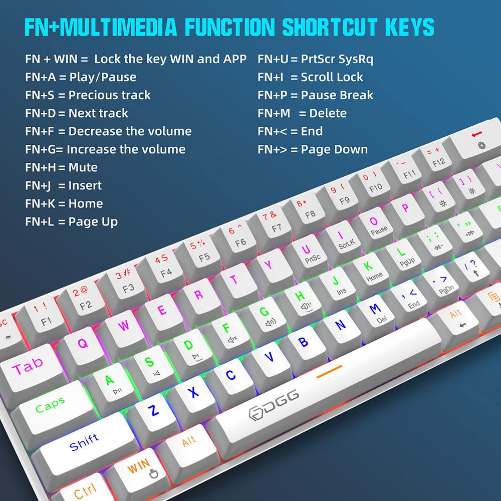 HXSJ V900 61 Keys Wired Mechanical Keyboard Mixed Light Keyboard ABS 2-color Injection Keycap N-key Rollover Blue Switch