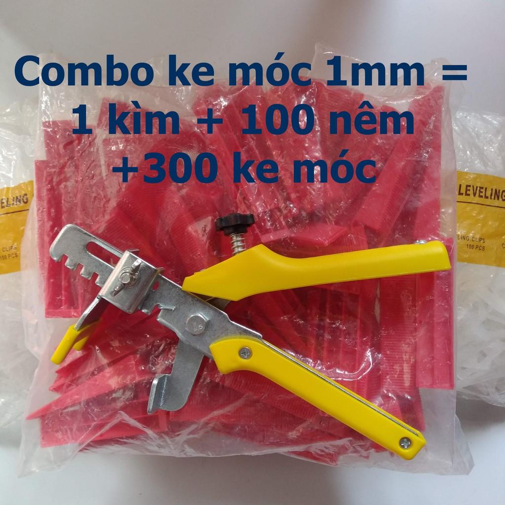 Combo bộ dụng cụ ke ốp lát gạch men: Kìm siết + 100 nêm + 300 ke móc. Ke cân bằng gạch0
