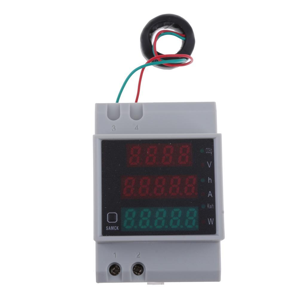 2pcs 80-300V D52-2047 LED Digital Din Rail Voltage Power Ammeter Voltmeter