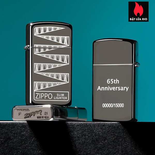 Bật Lửa Zippo 49709 – Zippo Slim Black Ice 65th Anniversary Collectible