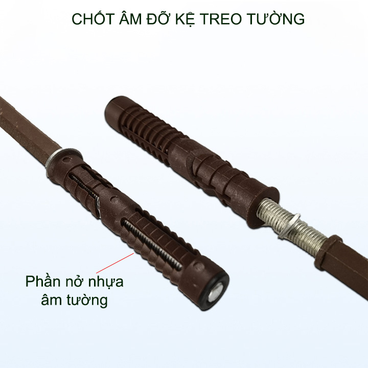 01 Chốt âm làm kệ gắn tường phi 10-12mm dài 100-120-145mm tùy chọn