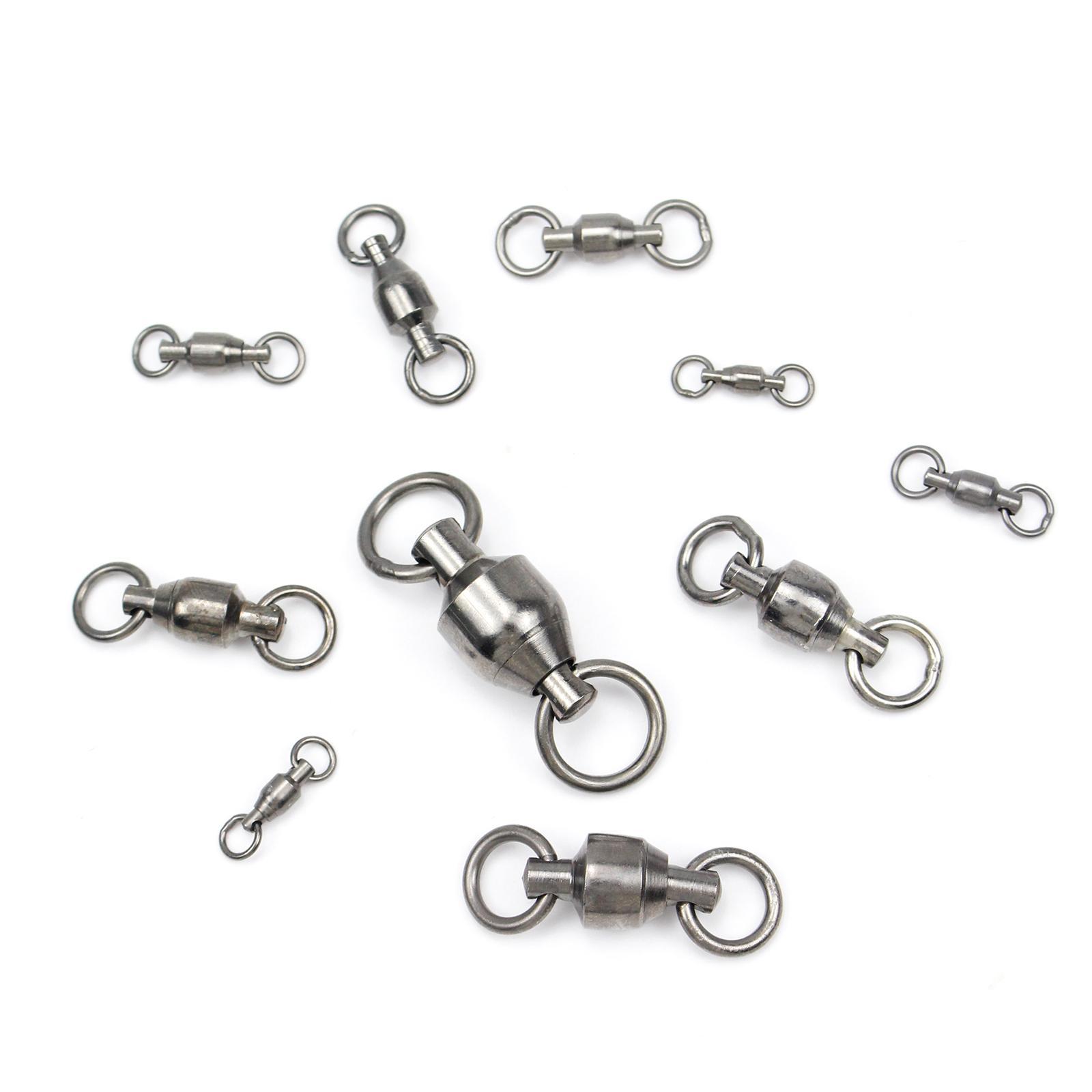 20x Fishing Swivels, Ball Bearing Swivels, Small Reusable High Strength for Freshwater Saltwater Barrel Swivels, Gray