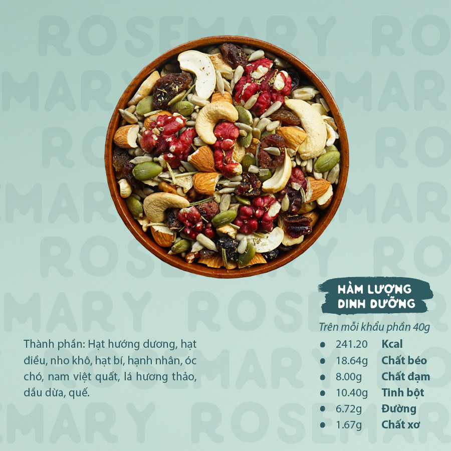 Hạt Dinh Dưỡng &amp; Quả Khô Rang Hương Thảo 400G - ROSEMARY TRAILMIX HAPPI OHA - Ăn Kiêng/Ăn Sáng Không Đường Tinh Luyện