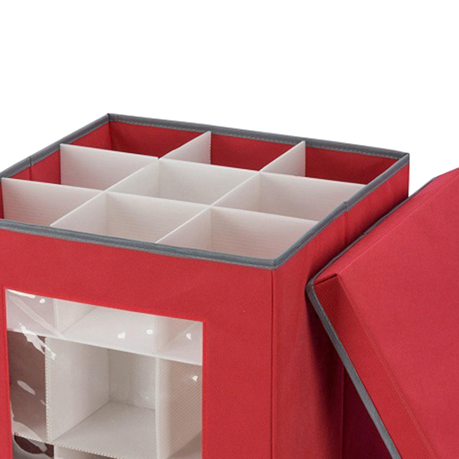 Christmas Ball Storage Box Foldable Clear Compartment Christmas Tree Decorations Organizer with Lid with Handle Durable Container for Xmas