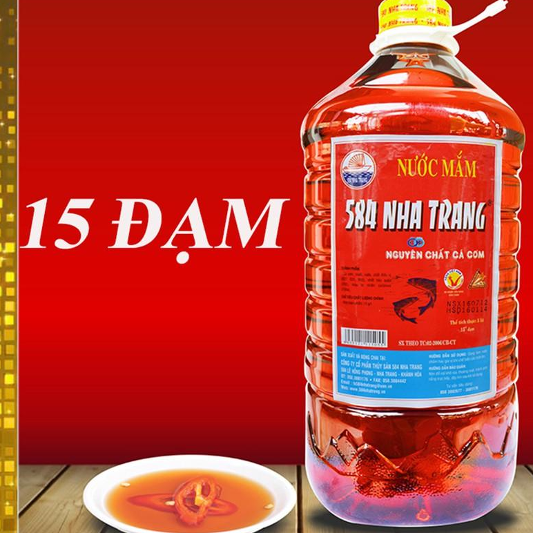 Chai 5 Lít Nước mắm Cá cơm 15 độ đạm - 584 Nha Trang, Nước mắm Truyền Thống, Date mới nhất