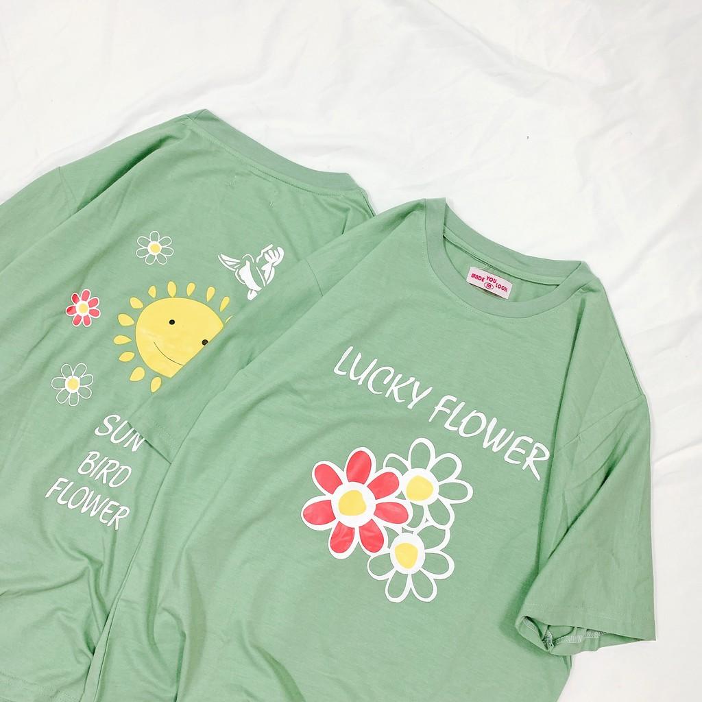 Áo Thun Tay Lỡ Unisex Form Rộng LUCKY FLOWERS