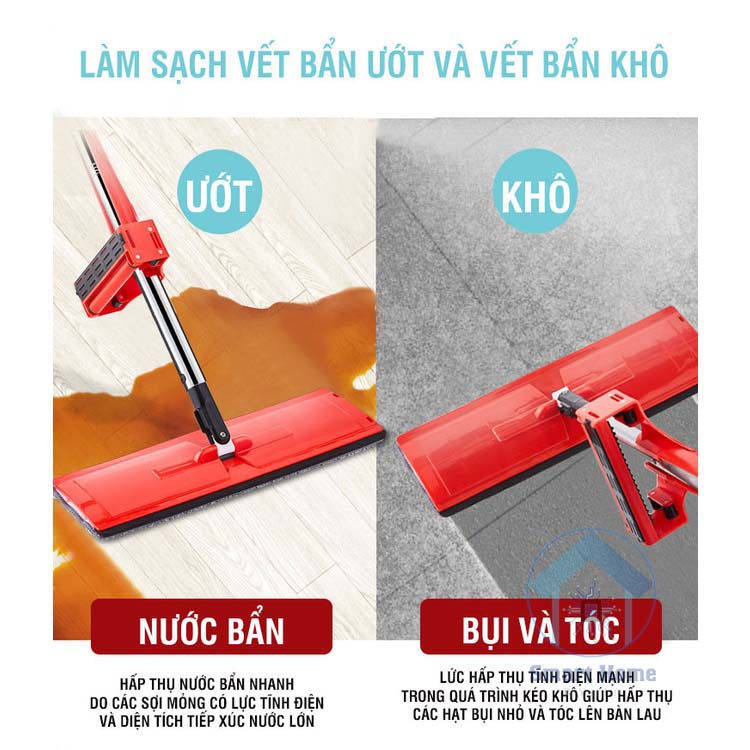 Bộ Cây Lau Nhà Tự Vắt Thông Minh , chổi vệ sinh sàn cao cấp Kèm 2 miếng bông lau hỗ trợ phí giao hàng toàn quốc