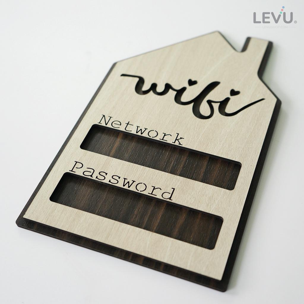 Bảng gỗ trang trí ghi thông tin wifi LEVU TW06S thiết kế ngôi nhà độc đáo
