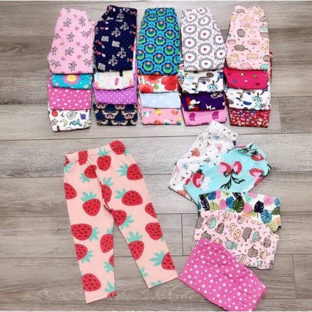 Set 5 quần legging co giãn 4 chiều bé gái