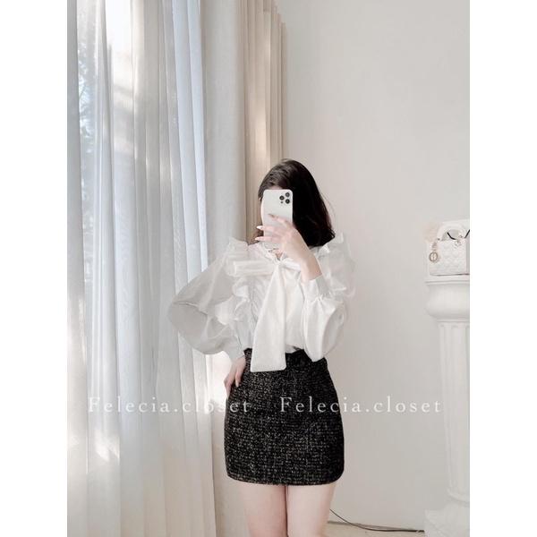 Áo Sơmi Cổ Nơ Bèo Siêu Xinh Có Ảnh Thật Kèm Video