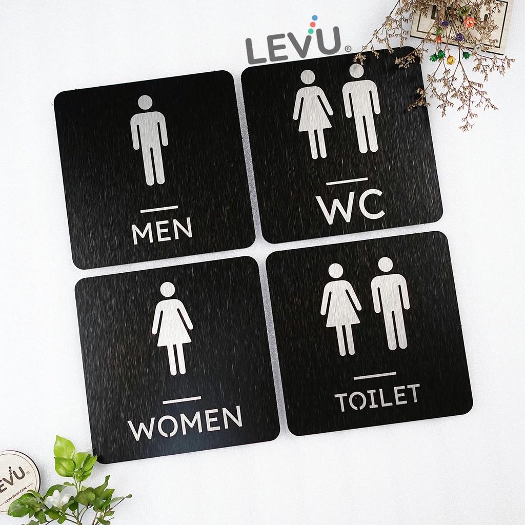 Bảng nhôm alu cao cấp dán tường WC - Toilet - Restroom - Men - Women khắc laser siêu nét LEVU ALUDTL