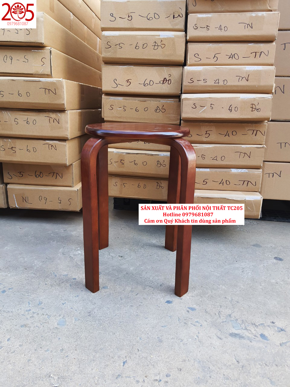 Ghế Đôn Chân Cong, Màu Nâu -  Kích Thước 30x30x44 cm - Gỗ Cao Su Bền Đẹp Sang Trọng Cho Không Gian Bếp