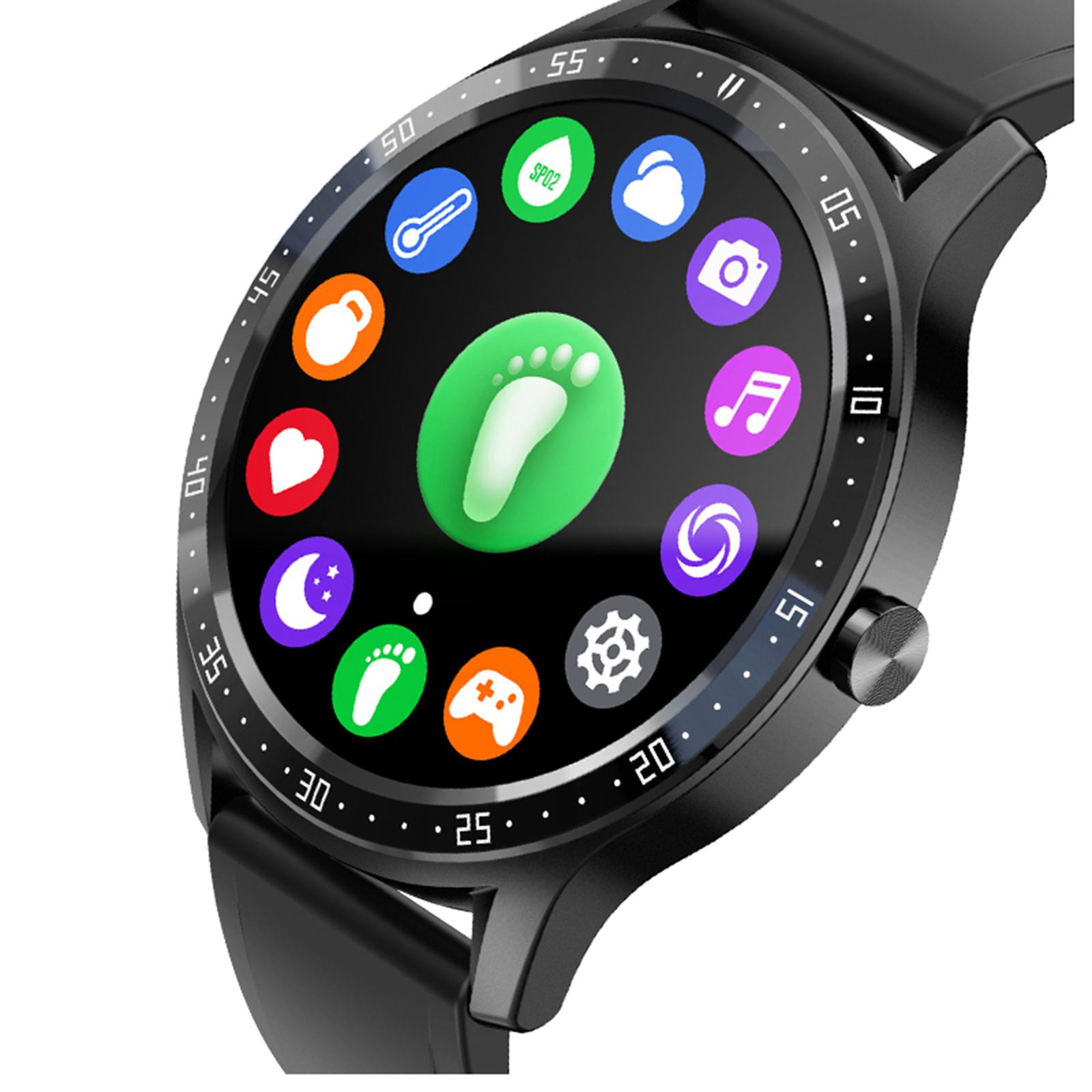 Sports Smartwatch 1.28 inch Bluetooth Call Pedometer Touch Screen Black