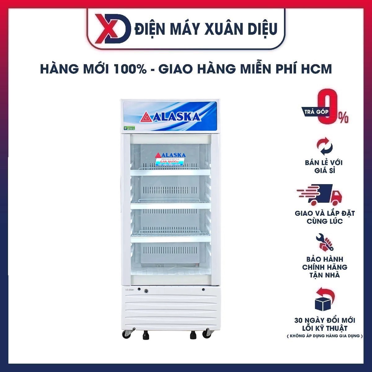 TỦ MÁT ALASKA 205 Lít LC-233H - HÀNG CHÍNH HÃNG ( CHỈ GIAO HCM )