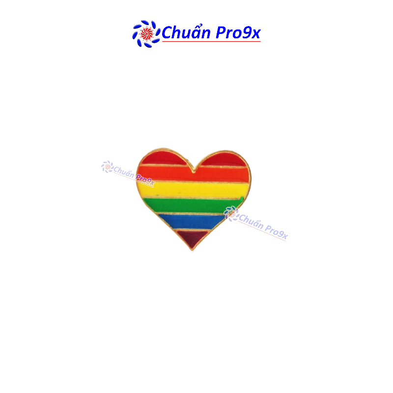 Ghim cài áo LGBT lục sắc cầu vồng trái tim K44235