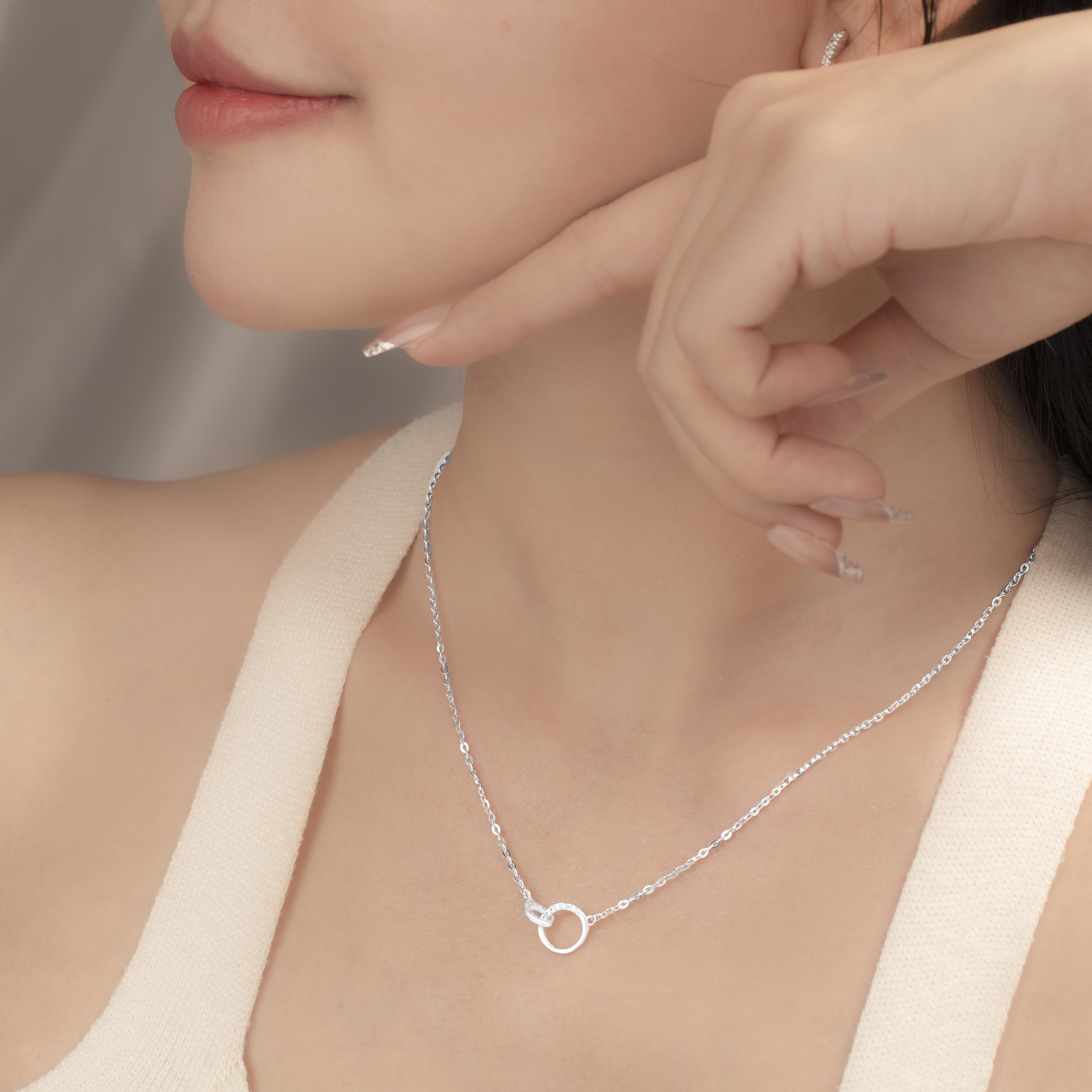 Dây Chuyền Nữ Liền Mặt Tròn Gắn Đá ADJ Jewelry Cao Cấp - SD5469