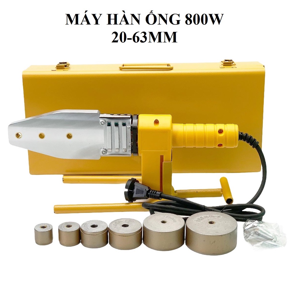 Máy hàn nhiệt ống nhựa 600W  800W, Tự động chỉnh nhiệt, đầu hàn 20-32mm và 20-63mm