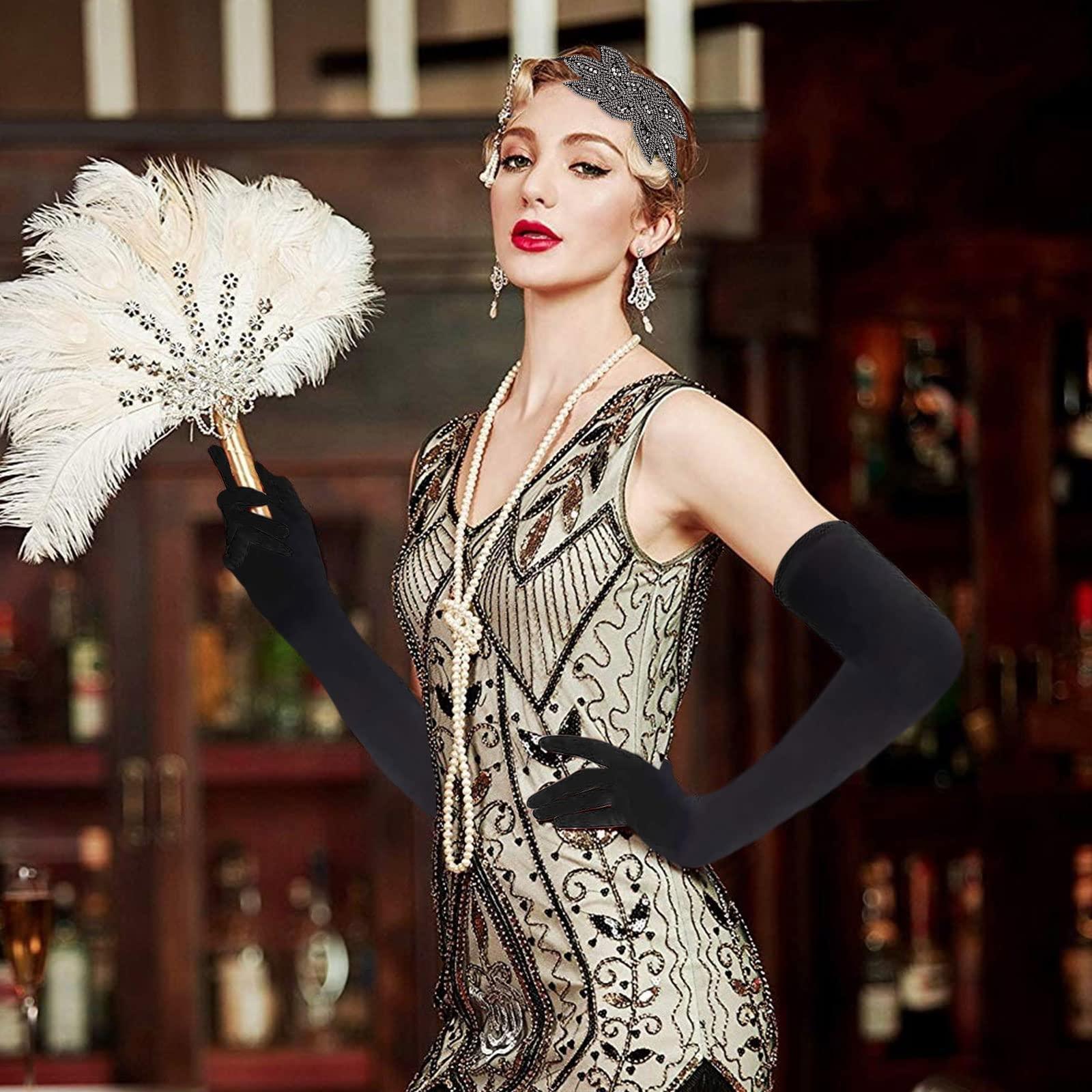 4 mảnh của bộ flapper, băng đầu flapper, băng đô cổ điển, 1920 Băng tay phụ nữ tóc chín Phụ kiện trang phục, Band tóc 20s