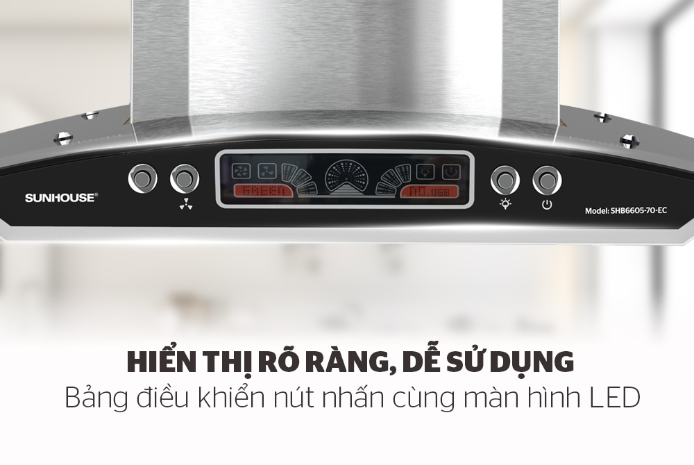 Máy hút mùi kính cong Sunhouse SHB6605-70-EC - Hàng chính hãng