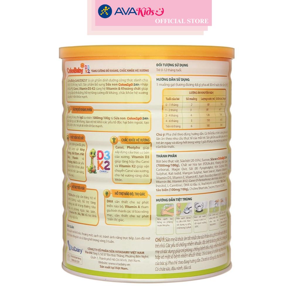 Sữa bột ColosBaby Gold D3K2 0+ (sữa non) 800g (0 - 12 tháng)