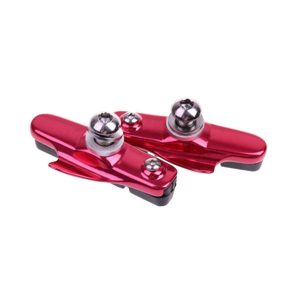 4Pcs Road Bike BRAKE BLOCKS Pads Shoes Fixed Gear  Rubber Holder Red