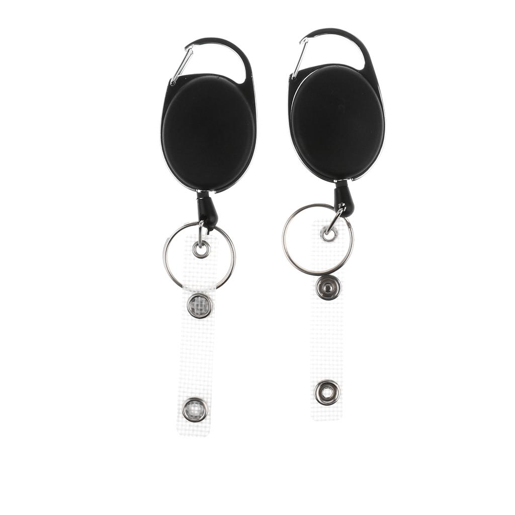 2pcs Key Retractable Clip Keychain Pull Reel Key Ring ID Cards Badge Holder