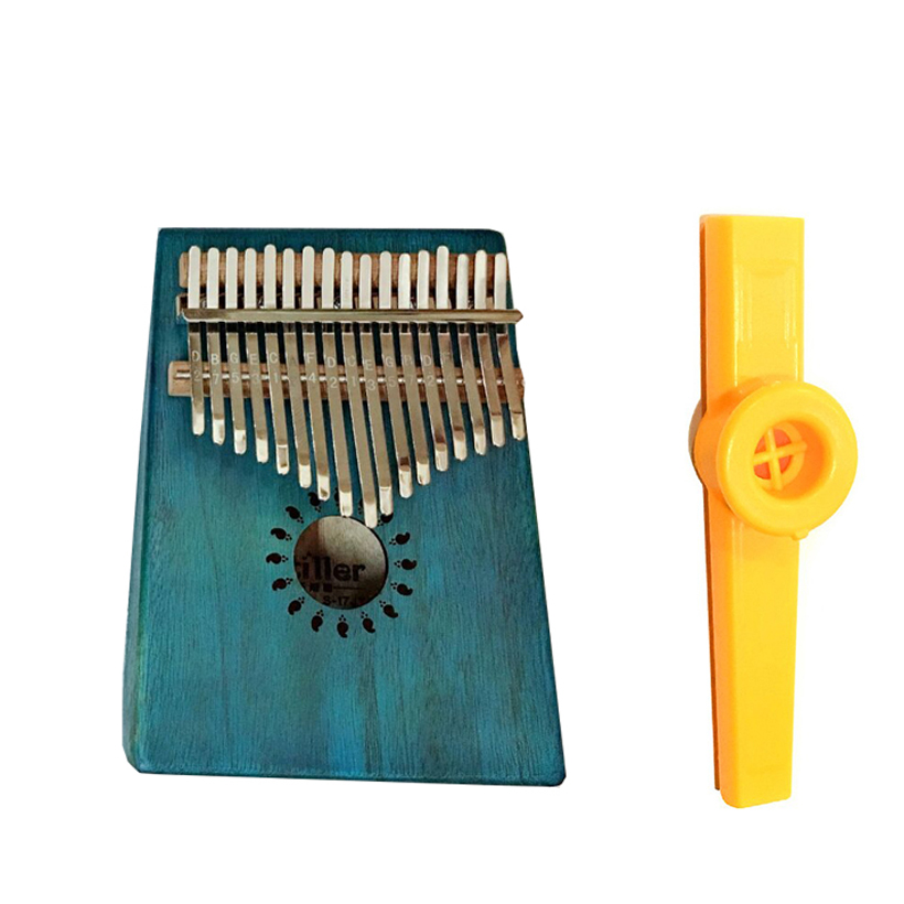 Đàn Kalimba 17 Phím Gỗ Mahogany S-Vintage Xanh dương Kèm Kèn Kazoo