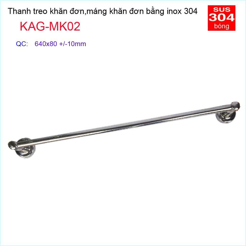 Thanh treo khăn nhà tắm, giá treo khăn Inox, máng khăn inox KAG-MK02