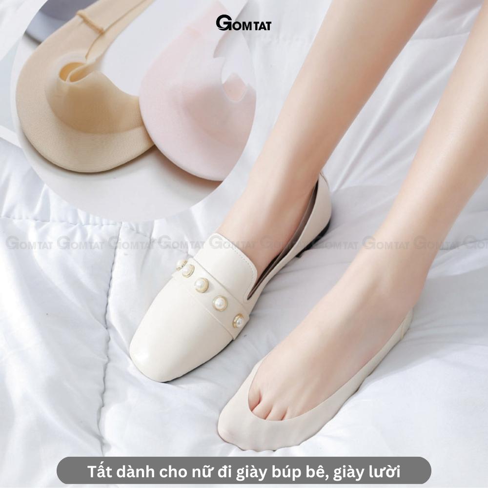 Tất lười nữ GOMTAT đi giày búp bê có đệm cao su chống tuột gót, chất liệu sợi cotton cao cấp - PO-BUPBE-LUA-3009-1DOI