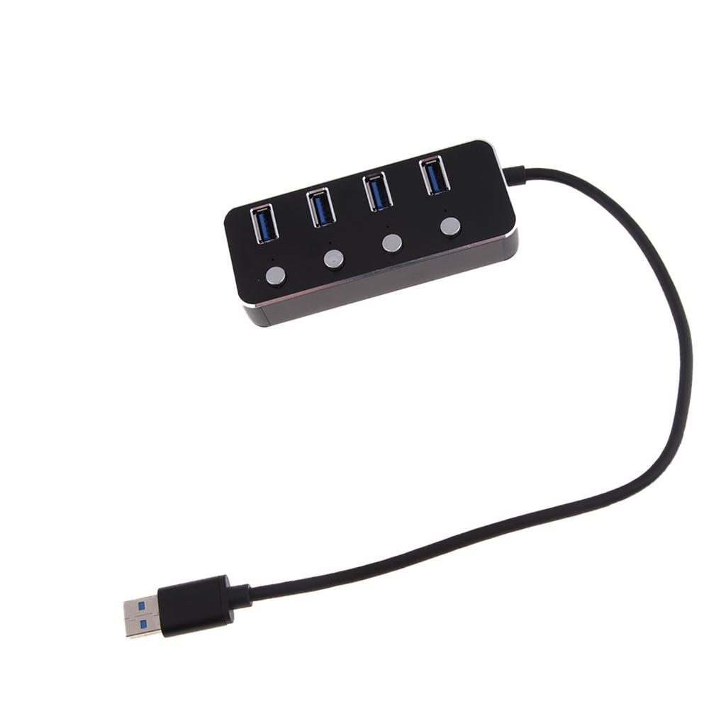 4 Ports USB 3.0 Hub Expansion Splitter Box with ON/OFF Switch