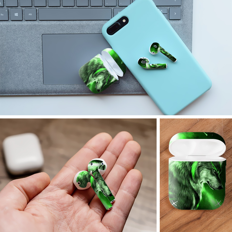 Miếng dán skin chống bẩn cho tai nghe AirPods in hình con vật - dvz013 (bản không dây 1 và 2)