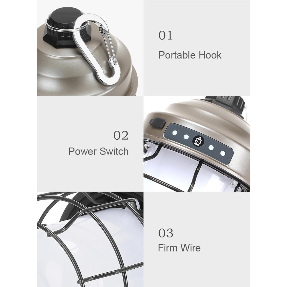 Đèn cắm trại di động phong cách Vintage3 Cấp độ sáng điều chỉnh chống nước IPX4