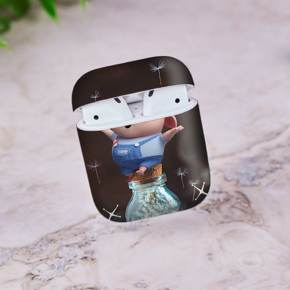 Miếng dán skin chống bẩn cho tai nghe AirPods in hình Heo con dễ thương - HEO2k19 - 078 (bản không dây 1 và 2