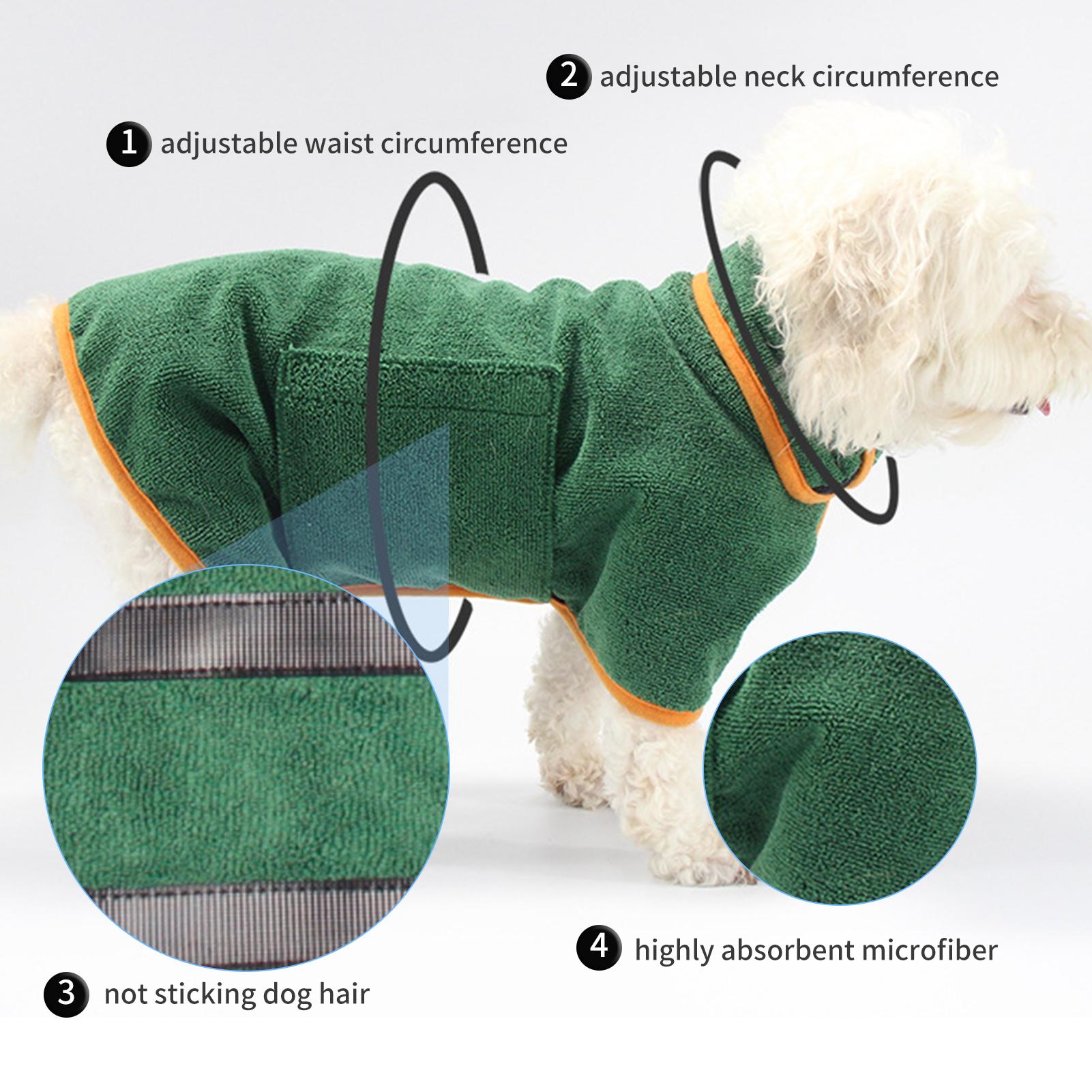 Khăn choàng tắm cho chó bằng vải polyester chất lượng cao mềm mại và thoải mái,Thiết kế dây đeo dính đeo vào và cởi ra dễ dàng