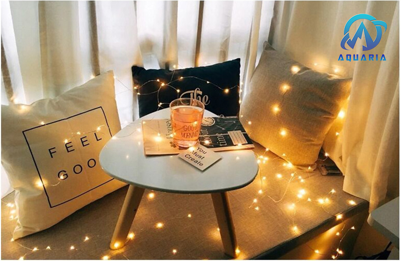 Đèn led dây fairy light đom đóm 3 chế độ nháy, có sẵn pin 1m - phụ kiện trang trí