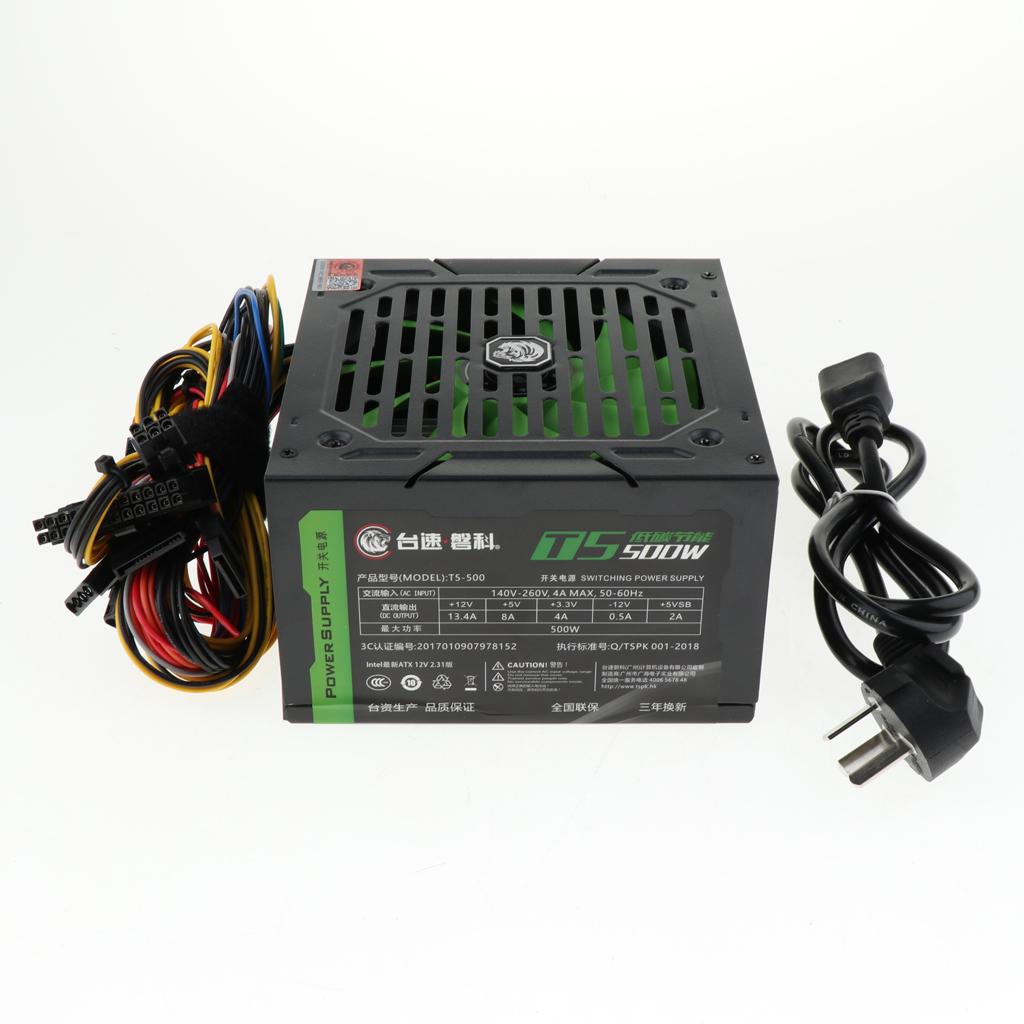 500W  Power Supply Unit PSU with Silent Cooling Fan for Desktop Computer
