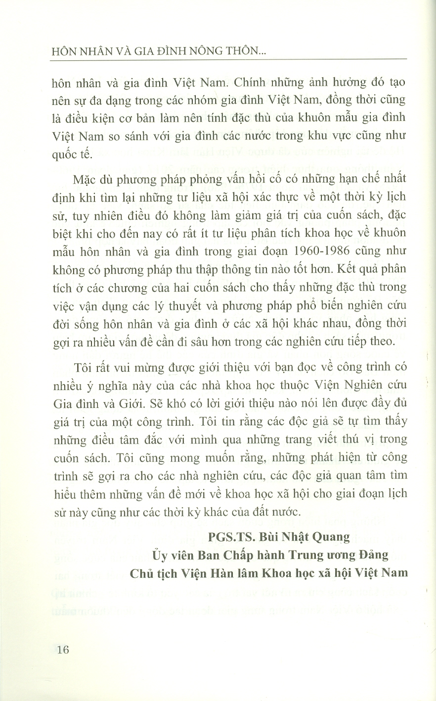 HÔN NHÂN VÀ GIA ĐÌNH Nông Thôn Đồng Bằng Bắc Bộ Giai Đoạn 1976 - 1986 (Sách chuyên khảo)