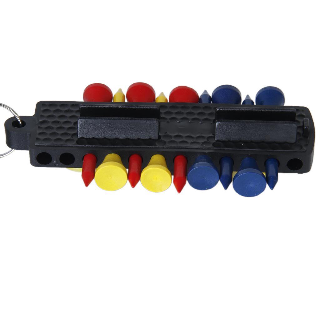 GOLF TEE HOLDER CARRIER 12 Tees 2 Ball Markers Divot Tool Pencil W Snap Clip