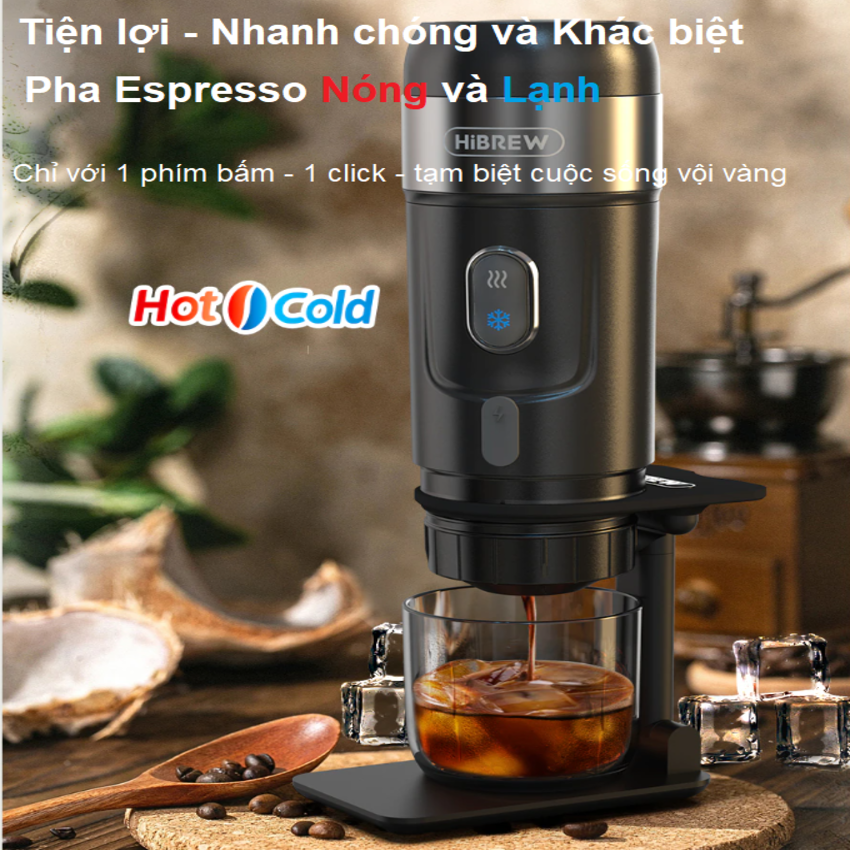 Máy pha cà phê cầm tay Espresso mini 3 trong 1, thương hiệu HiBREW cao cấp H4A và H4B - HÀNG CHÍNH HÃNG