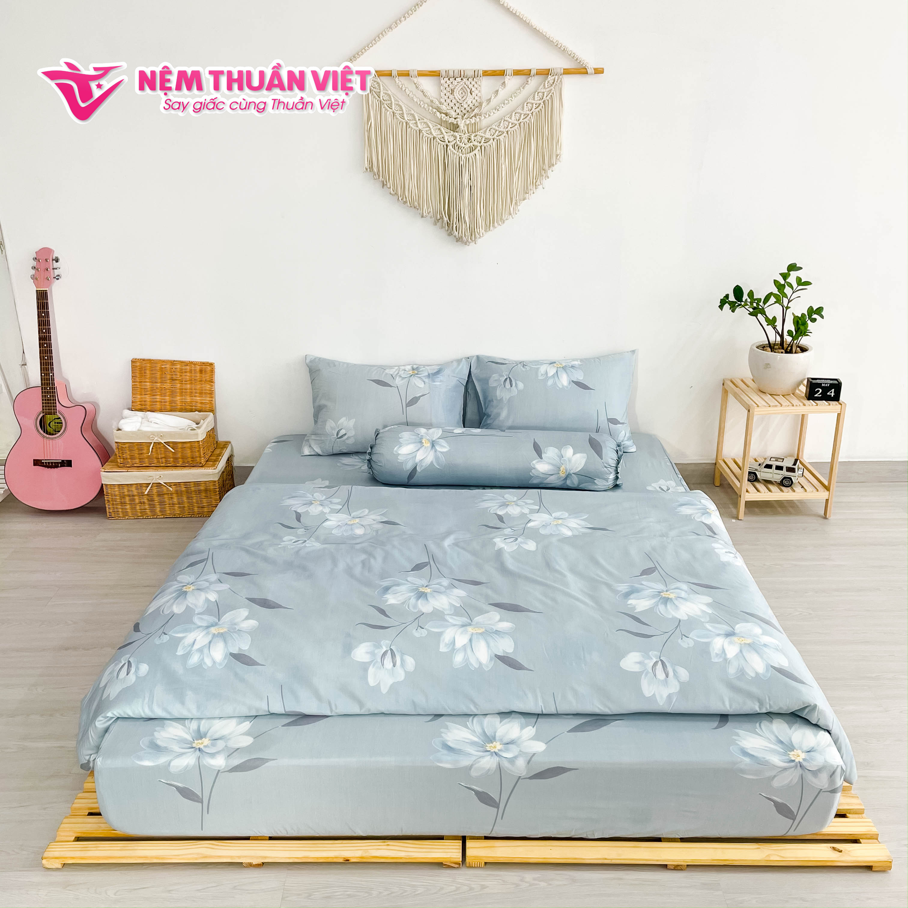 Chăn Mền Tencel Thuần Việt Cao Cấp - Xám TVM01 180x200