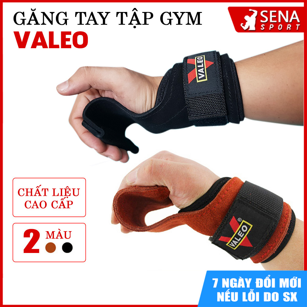 Dây Kéo Lưng kết hợp Găng Tay Tập Gym, Lifting Straps Da Bò rất dày và êm tay - Sản phẩm chính hãng VALEO