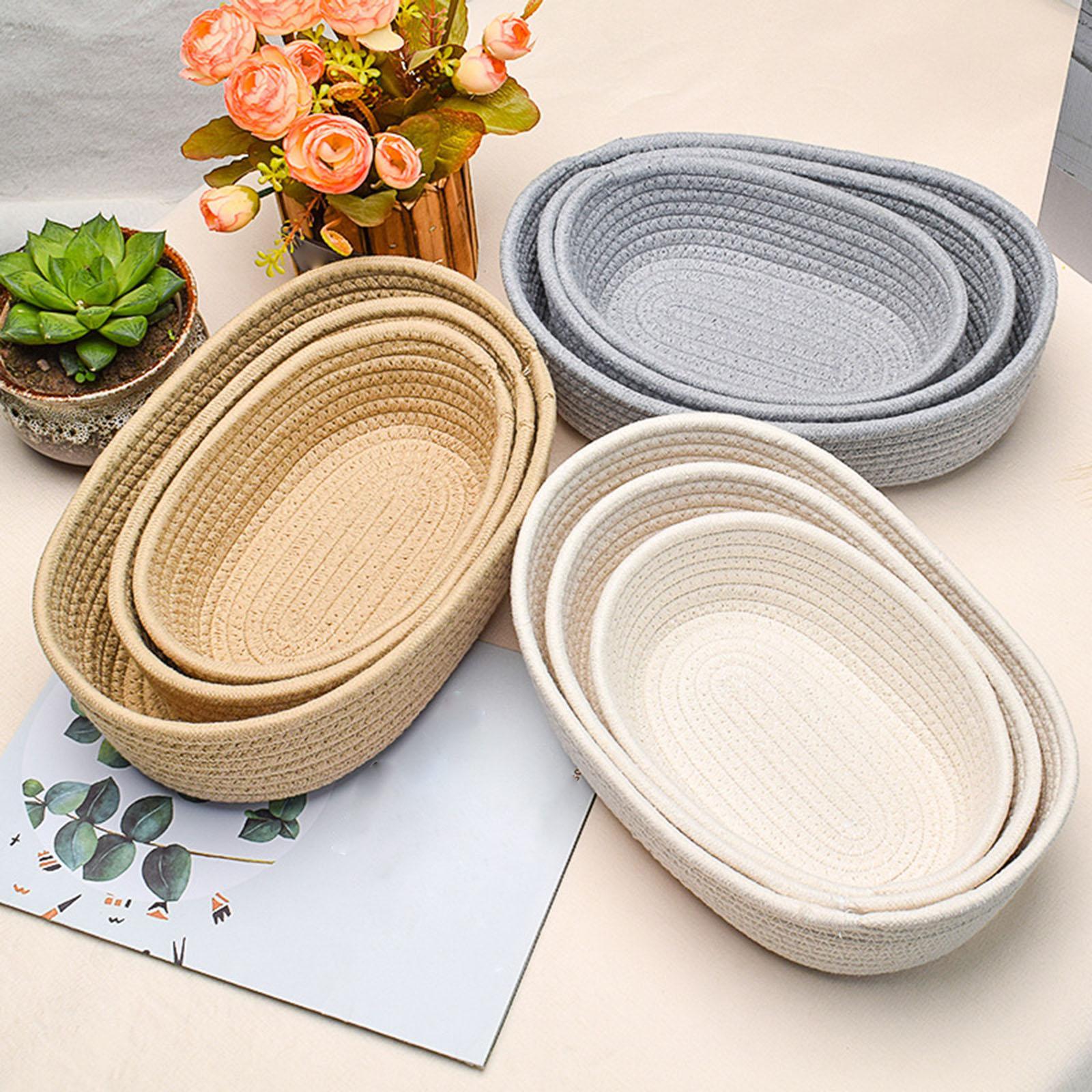 Small Hand Woven Storage Basket Dog Toy Organizer Gray