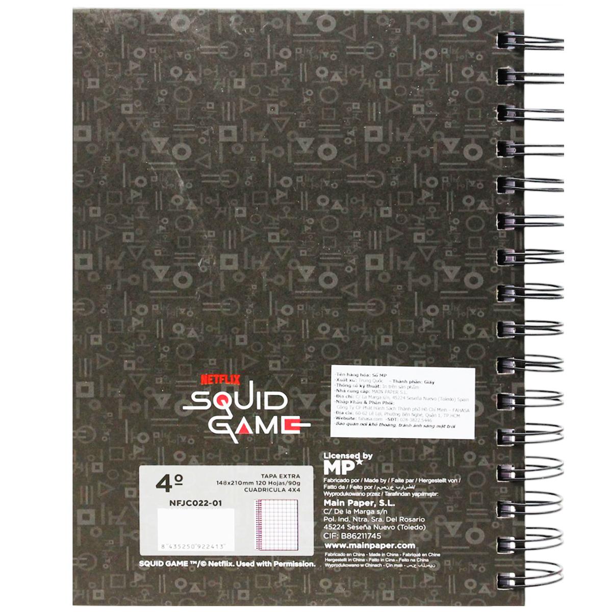 Sổ Lò Xo Squid Game - Ô Vuông - 120 Trang 90gsm - Main Paper NFJC022-01
